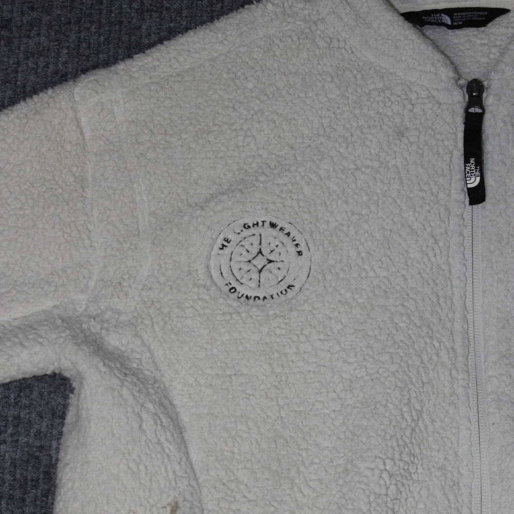 North Face Fleece Jacket Womens M White Full Zip Sherpa‎ Lightweight Foundation
